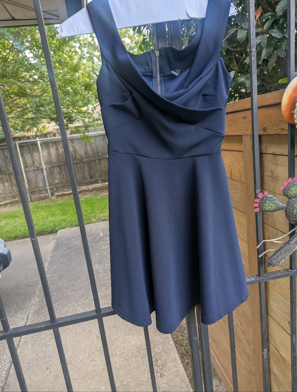 Sleeveless Navy Cowl Neck Skater Dress by Windsor.Formal/Cocktail.